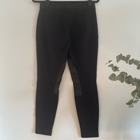 Theory Lamb Leather Trim Black Ponte Riding Leggings Pant - Picture 8 of 14